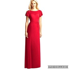 Jenny Yoo Formal Gown JY518 Flame Red Crepe Size 6